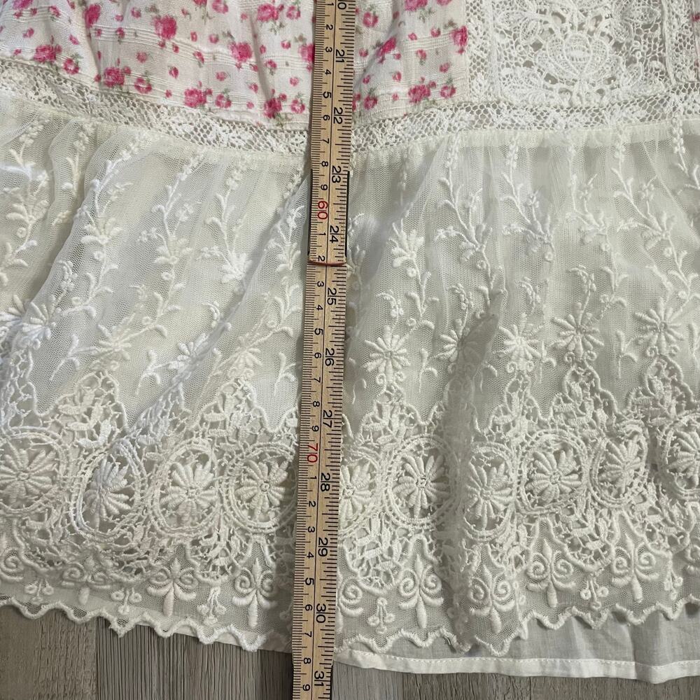 NWT LoveShackFancy Kesia mini dress with a floral print and lace accents. Size L - Picture 13 of 16